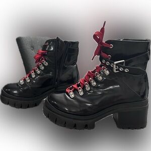Jeffrey Campbell lug sole red laced military boot size 8m